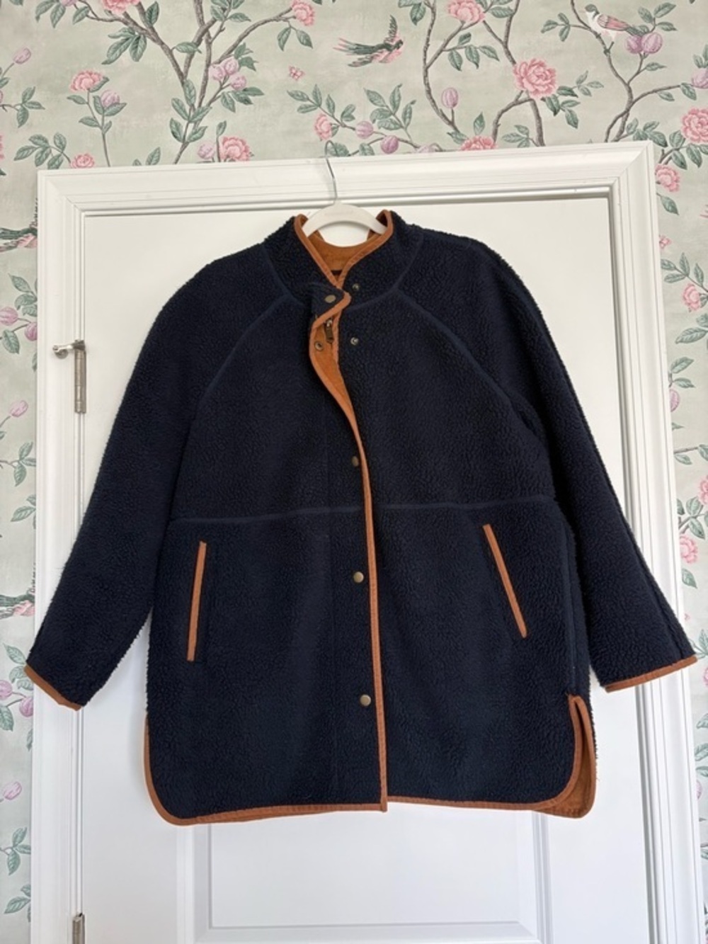 EUC Old Navy Long Sherpa Faux-Suede Lined Coat Size LP